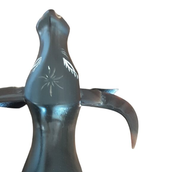 Set Of 2 Vintage Hand Carved Wooden Long Horned Oxen Bulls Figurines - Picture 5 of 7